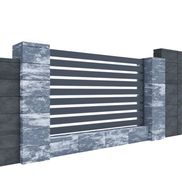 Ogrodzenie palisadowe aluminiowe na słupach z pustaków betonowych