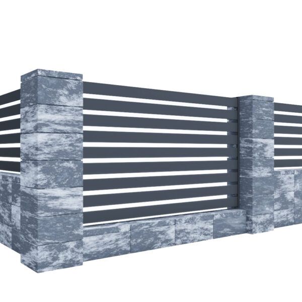 Ogrodzenie palisadowe aluminiowe na słupach z pustaków betonowych